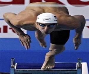 yapboz Michael Phelps tirando-se a la piscina